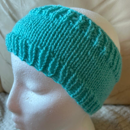 Turquoise Blue Hand Knitted Headband for Women and Girls