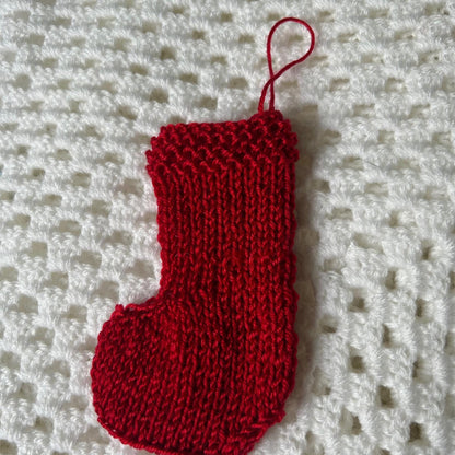 Red Knitted Mini Stocking for Christmas Decor