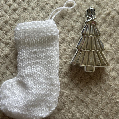 White Mini Christmas Stocking Festive Home Decor
