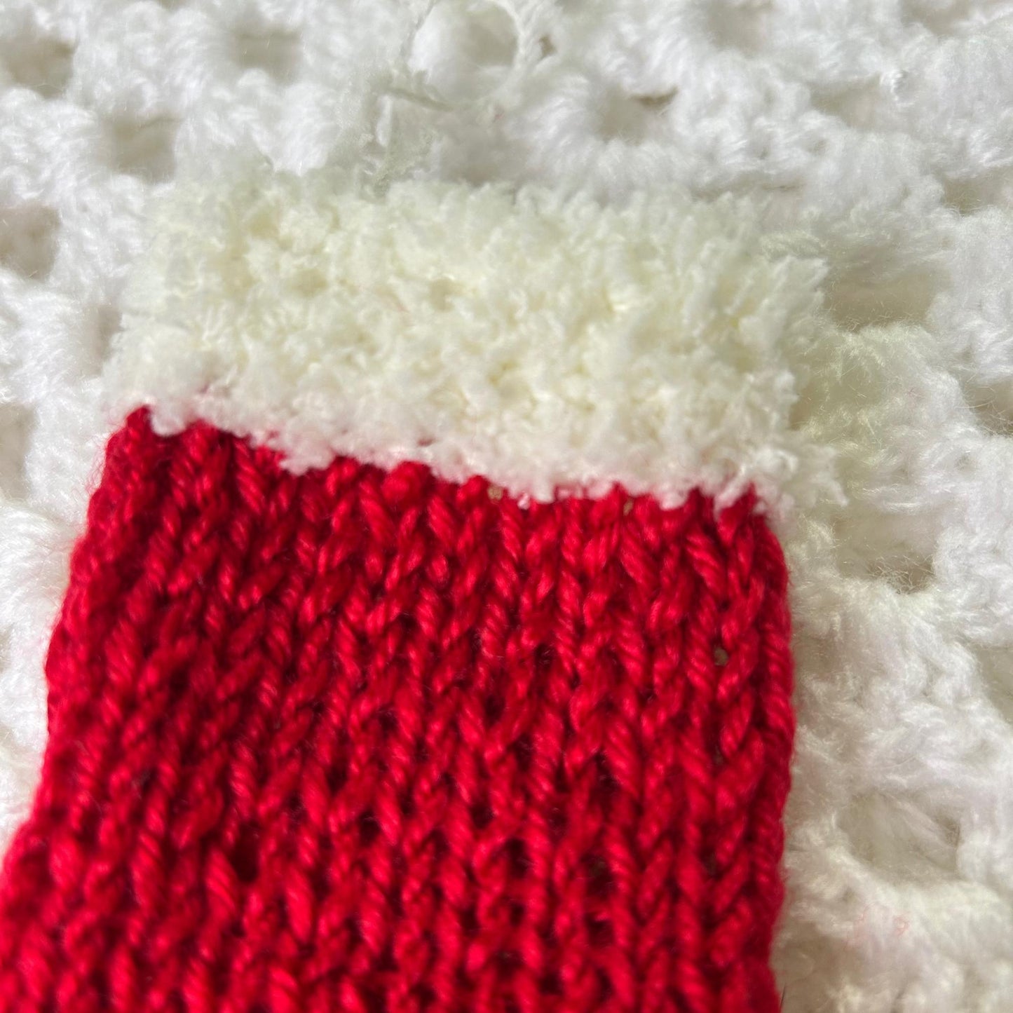 Red and Fluffy White Mini Christmas Stocking