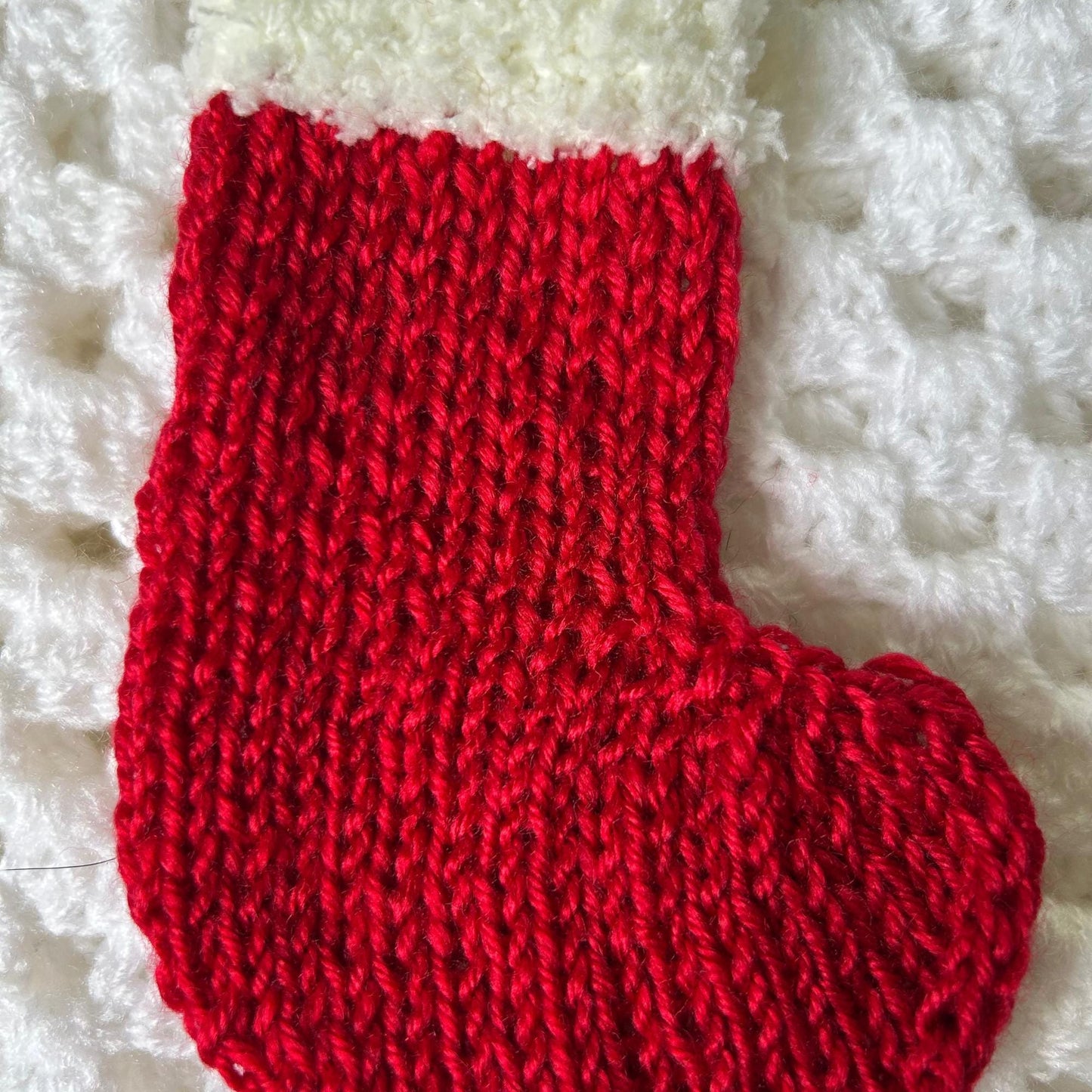 Red and Fluffy White Mini Christmas Stocking