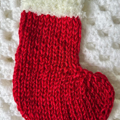 Red and Fluffy White Mini Christmas Stocking