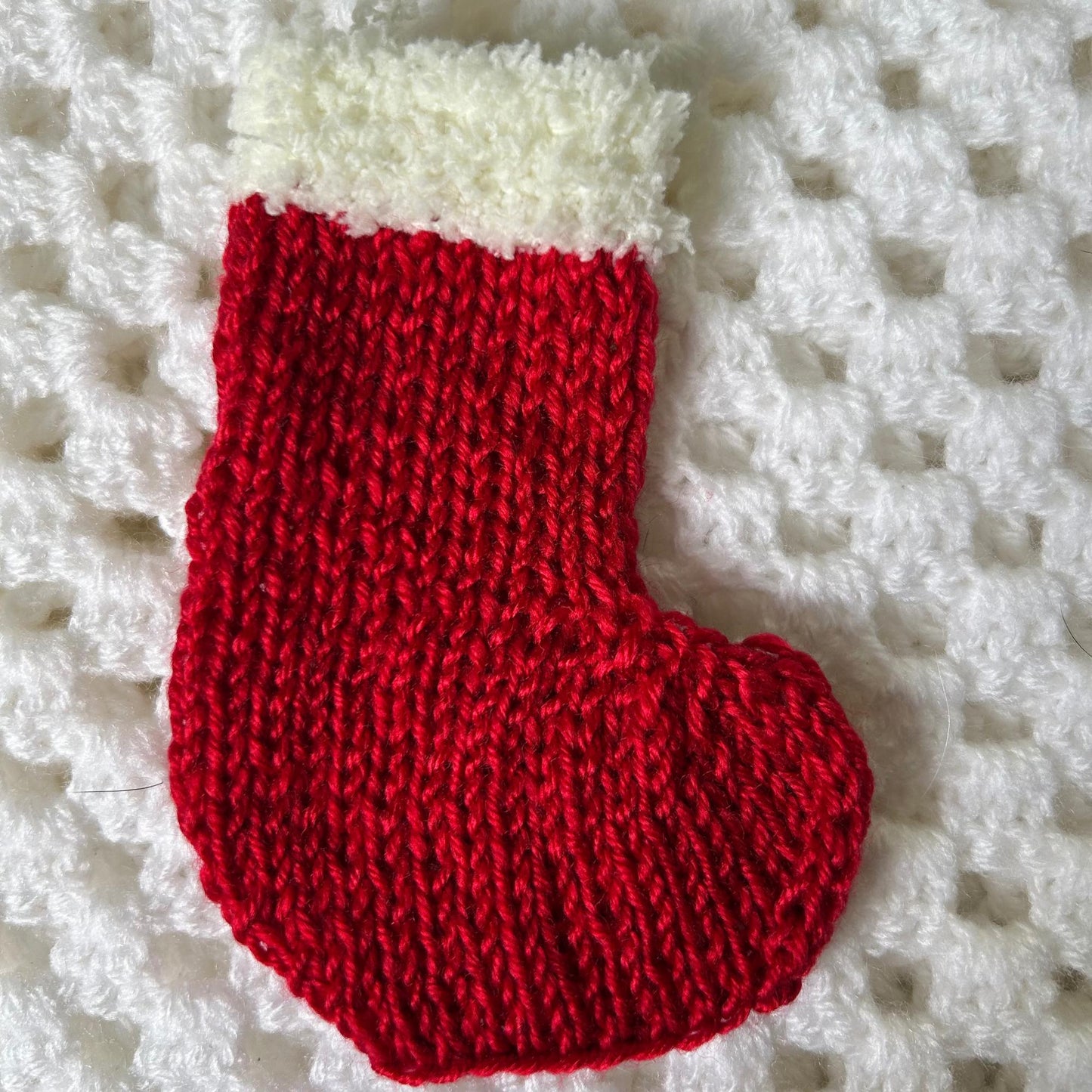 Red and Fluffy White Mini Christmas Stocking