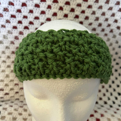 Handmade Green Chunky Knit Headband, One of a Kind, Ready to Ship