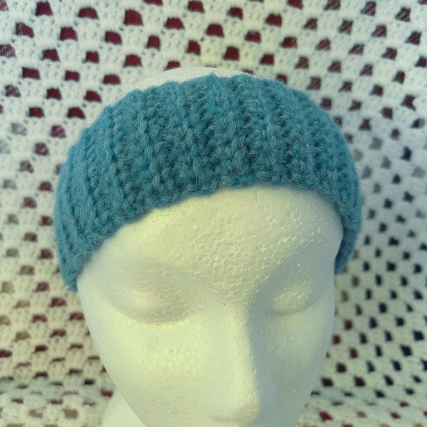 Ribbed Blue Alpaca Blend Crocheted Hair Band, One of a Kind Handmade Gift