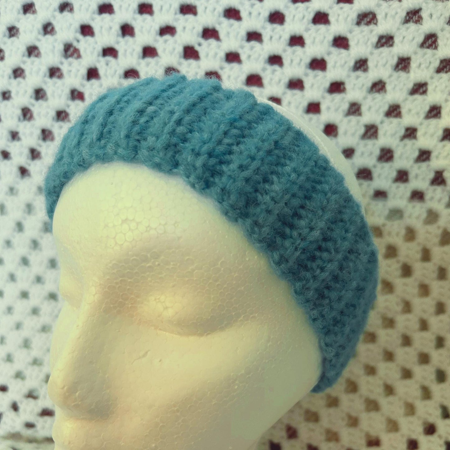 Ribbed Blue Alpaca Blend Crocheted Hair Band, One of a Kind Handmade Gift
