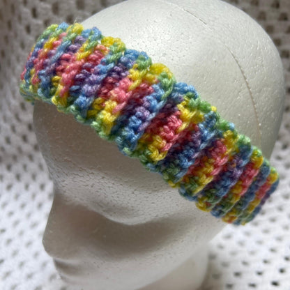 Slim Bright Rainbow Colour Ribbed Head and Hair Band
