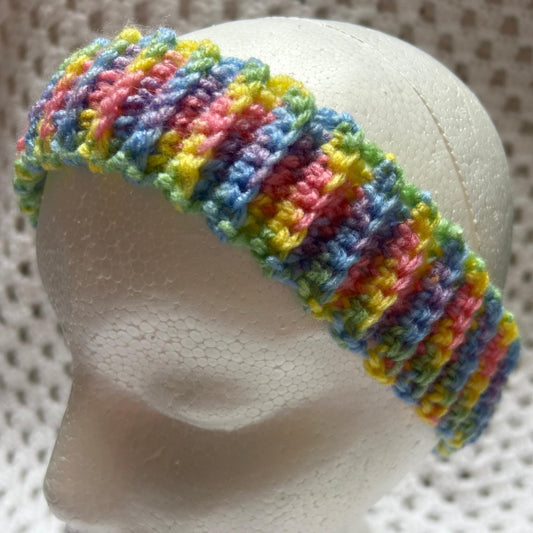Slim Bright Rainbow Colour Ribbed Head and Hair Band
