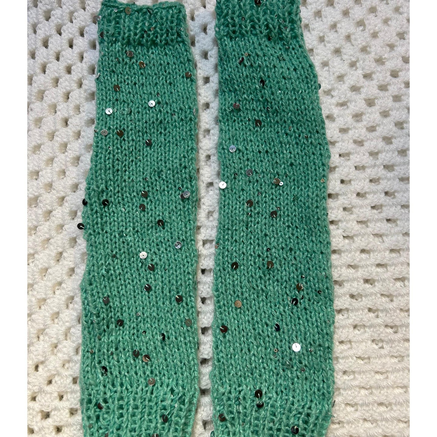 Long Green Sequin Fingerless Gloves for Formal Prom and Weddings
