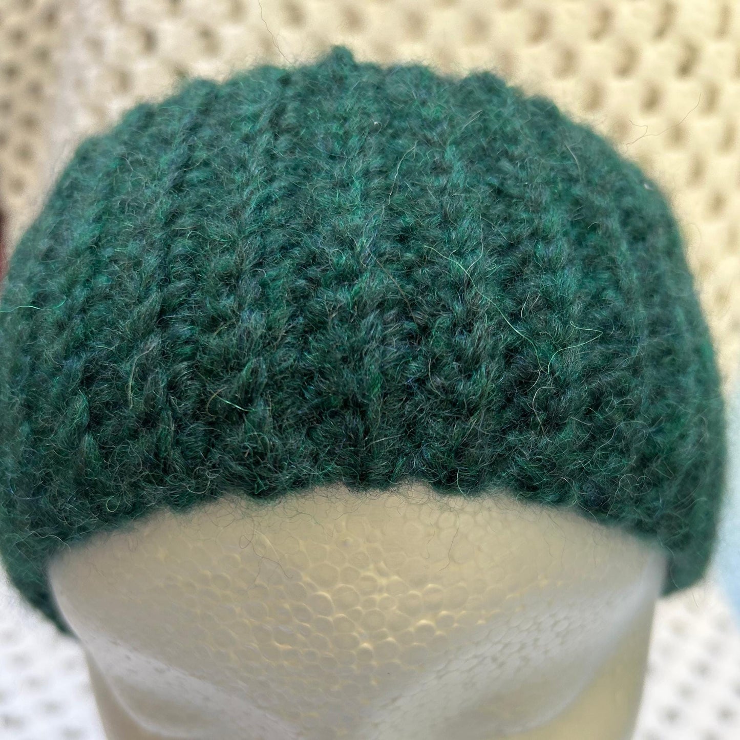 Dark Green Crocheted Headband, Ribbed Headband with Alpaca Wool