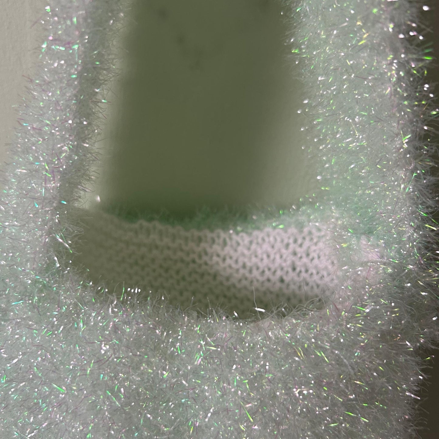 Green Tinsel Effect Knitted Purse, Glass Silk Yarn Bag, Night Out Accessory