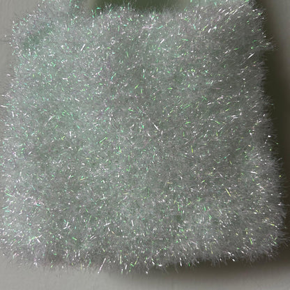 Green Tinsel Effect Knitted Purse, Glass Silk Yarn Bag, Night Out Accessory