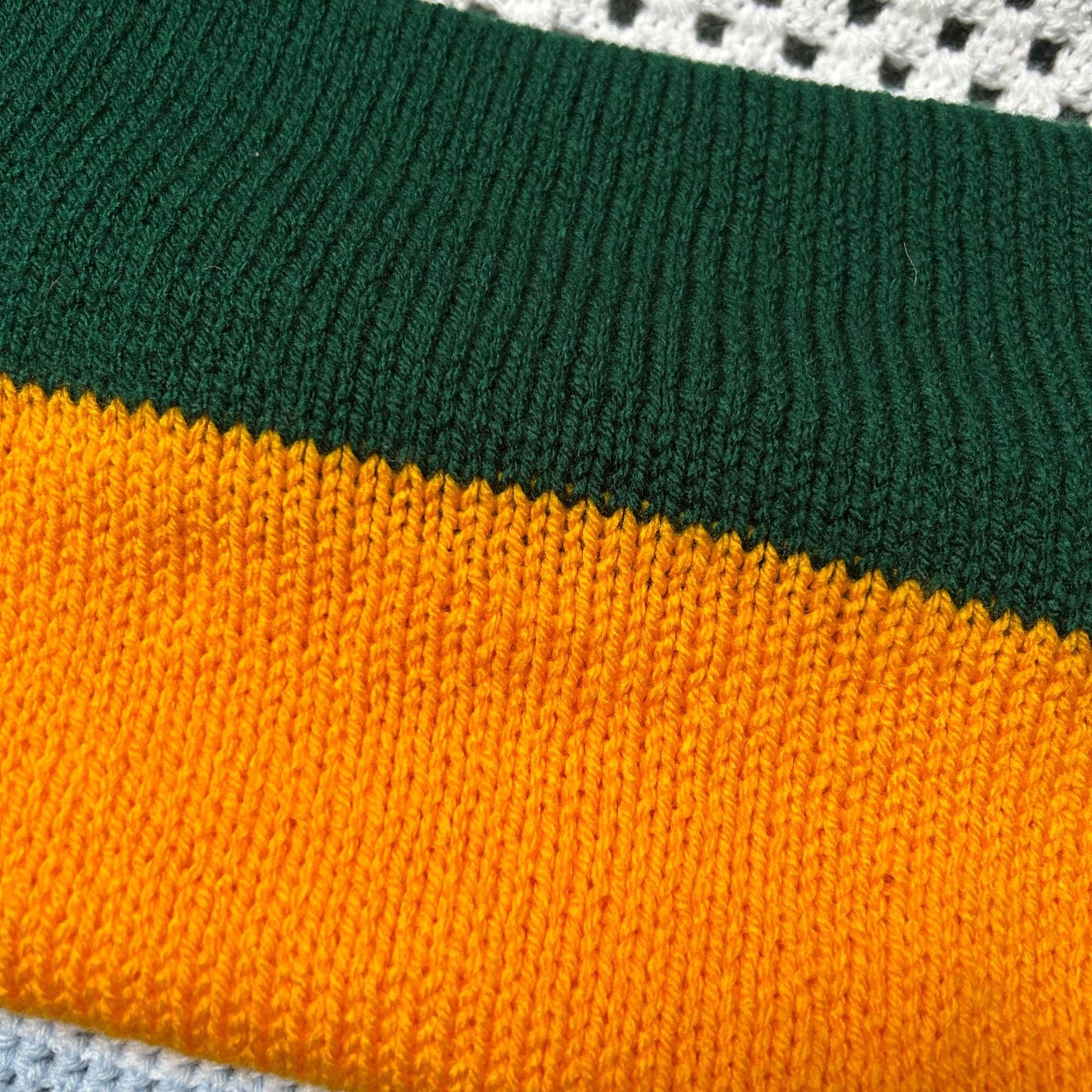 Gold and Green Cowl, Hand Knit Infinity Scarf