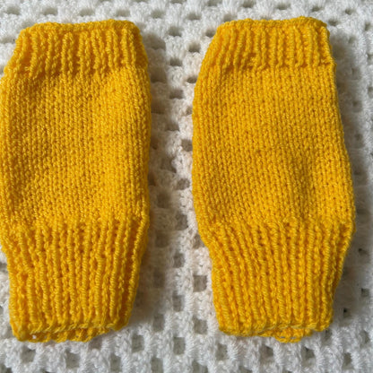 Hand Knit Bright Yellow Fingerless Gloves | Ribbed Arm Warmers, Texting Accessories