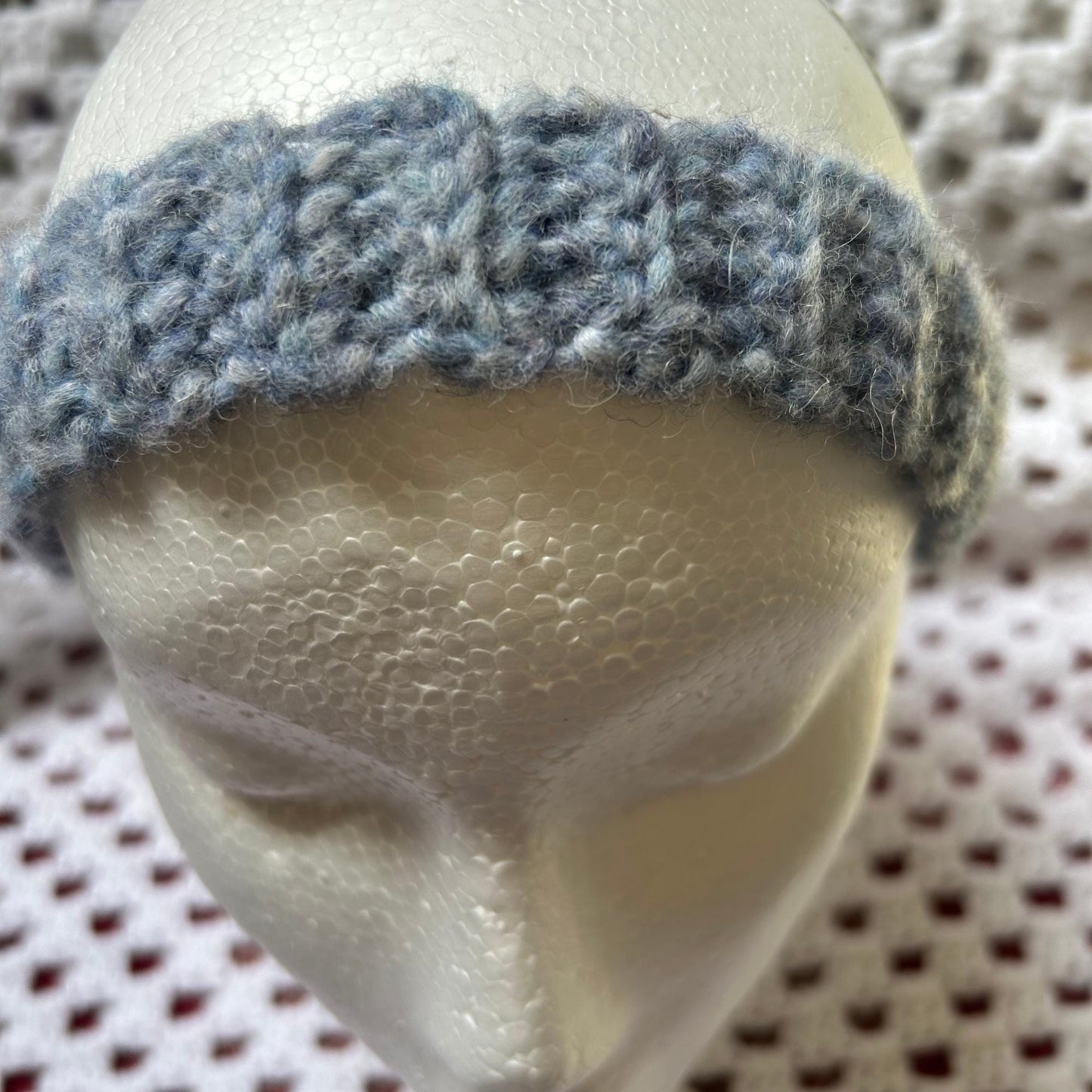Slim Crocheted Chunky Blue Hair Band, Custom Crochet Headband