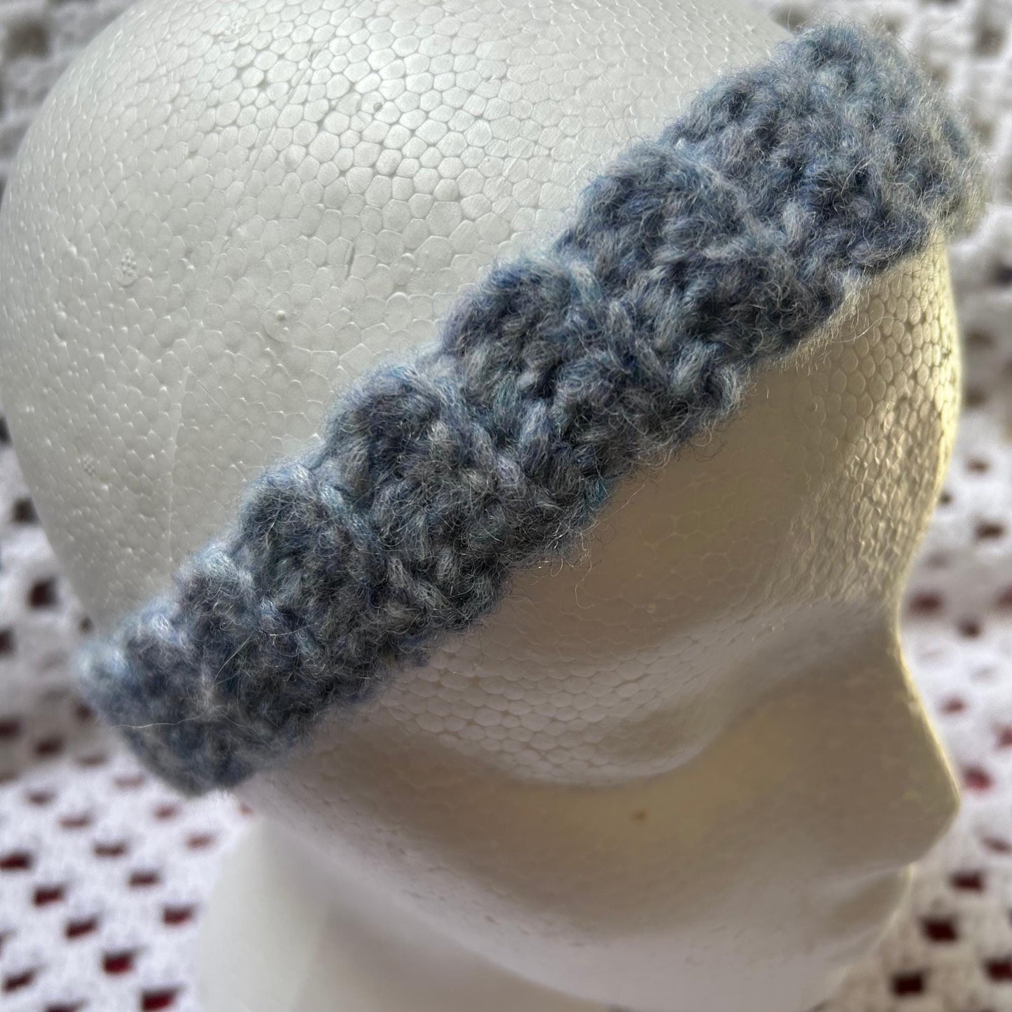 Slim Crocheted Chunky Blue Hair Band, Custom Crochet Headband