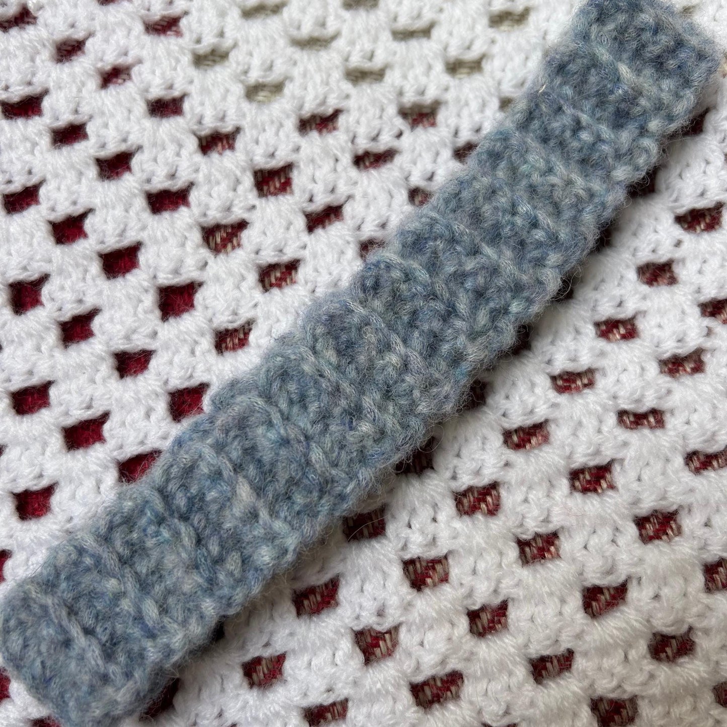 Slim Crocheted Chunky Blue Hair Band, Custom Crochet Headband