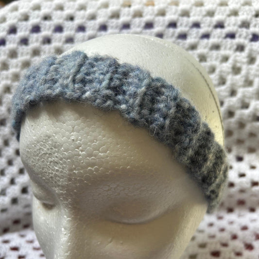 Slim Crocheted Chunky Blue Hair Band, Custom Crochet Headband